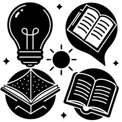 Knowledge icons set isolated on white background