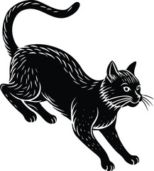 Elegant falling cat silhouette design