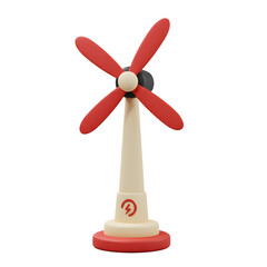 3D Render of Wind Turbine Icon Representing Clean Renewable Energy and Eco-Friendly Power Generation