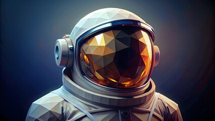 Low-poly Astronaut Helmet Portrait