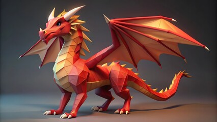 Red Dragon Low-Poly Model