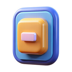 Fototapeta premium 3d render of a colorful square button interface element isolated on transparent background