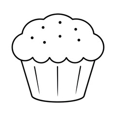 Blueberry muffin with crumb topping shown in crisp neat line drawing Vector illustration
