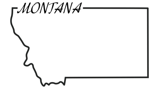 Vector Shape of Montana with "Montana" State text in the top left corner.