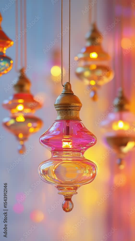 Aufkleber A cluster of vibrant lights suspended from the ceiling, creating a mesmerizing display