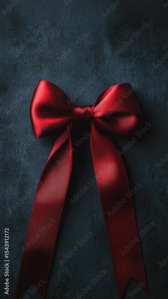 Poster a single red bow on a dark background, often used as a simple yet effective accent in designs