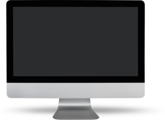 A sleek, modern computer monitor displaying a blank screen.