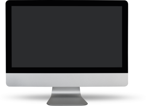 A sleek, modern computer monitor displaying a blank screen.