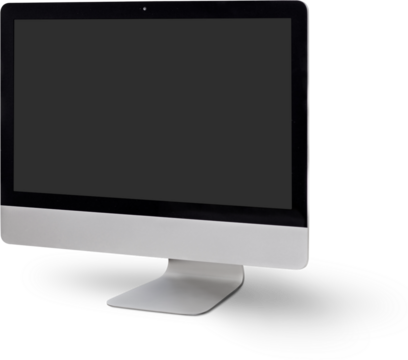 A sleek, modern desktop computer with a large blank screen, designed for various computing tasks.