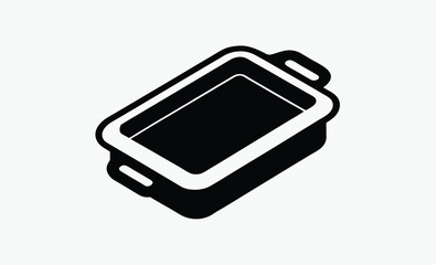 baking tray silhouette, kitchenware vector art, black and white icon, flat oven tray illustration