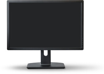 A blank computer monitor on a stand, designed for displaying digital content.