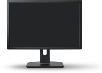 A blank computer monitor on a stand, designed for displaying digital content.