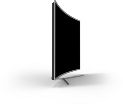A sleek, curved television design with a minimalist aesthetic, showcasing modern technology and innovation in home entertainment.