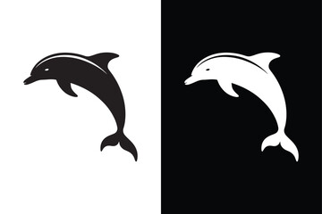 Fototapeta premium Dolphin icon vector illustration on White Background Vector Art Illustration on white background.