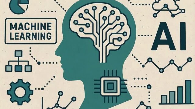 Futuristic 4K Animation of Artificial Intelligence and Machine Learning Networks in Motion with Digital Neural Connections and Glowing Data Streams

