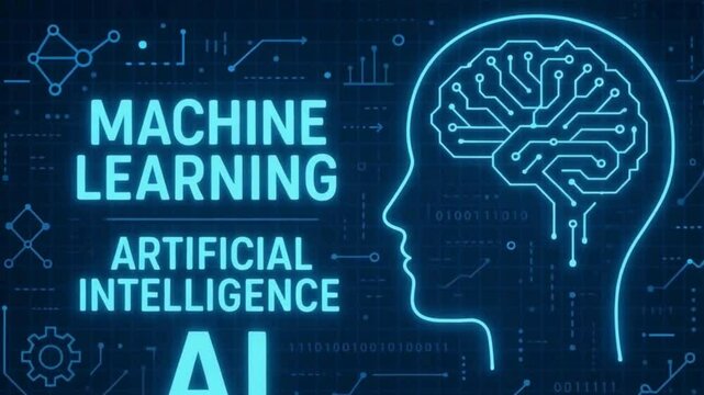 Dynamic Visualization of Machine Learning Algorithms and AI Neural Nets in a Futuristic Digital Grid, Glitch Effects, and Blue Tech Glow in 4K UHD

