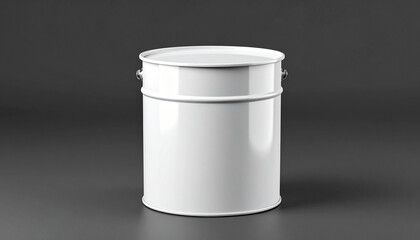 White Plastic Drum Paint Container On Concrete