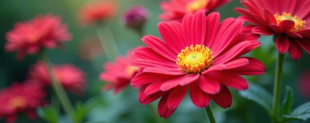 A vibrant, isolated chrysanthemum bloom in full splendor , fall, single flower