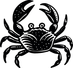 Crab Walking On Sand Vector Silhouette On White Background