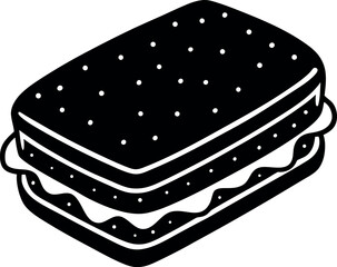 Ice Cream Sandwich Vector Silhouette On White Background