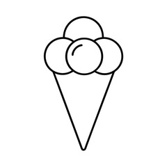 Ice cream cone with three scoops depicted in detailed fine line style Vector illustration