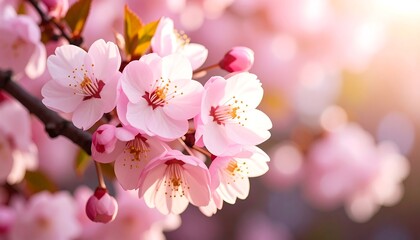 Obraz premium Pink Cherry Blossoms Spring Bloom.