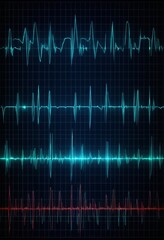 Set of ECG pulse waves and heartbeat