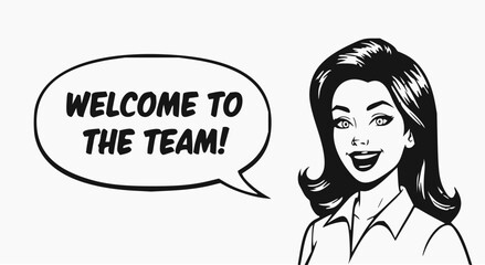 A cheerful HR person says, 