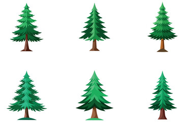 Pine Trees Vector Designs Set Minimal Flat Evergreen Forest Tree Illustrations