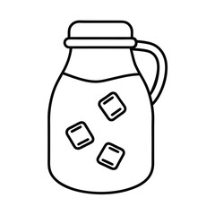 Refreshing lemonade jar with ice cubes drawn in delicate line artwork Vector illustration