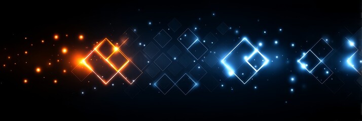Obraz premium Abstract Glowing Diamond Pattern Technology Background - Futuristic, technology, energy, , and innovation concepts are symbolized in this abstract design with glowing diamonds and a dark background
