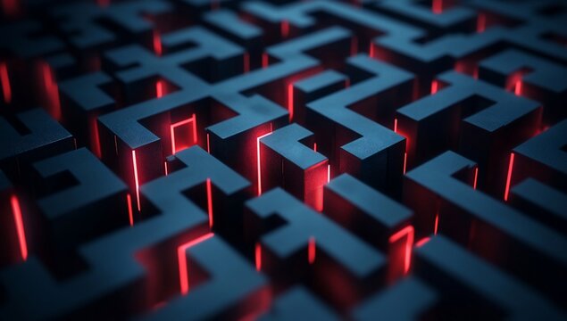 Glowing Maze with Abstract 3D Pattern.
