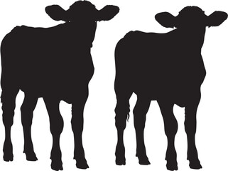 Baby calf animal silhouette vector illustration