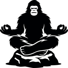 Meditating Gorilla in Lotus Position