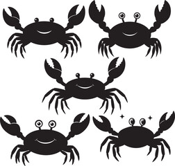 Cartoon crab sea animal silhouette vector illustration