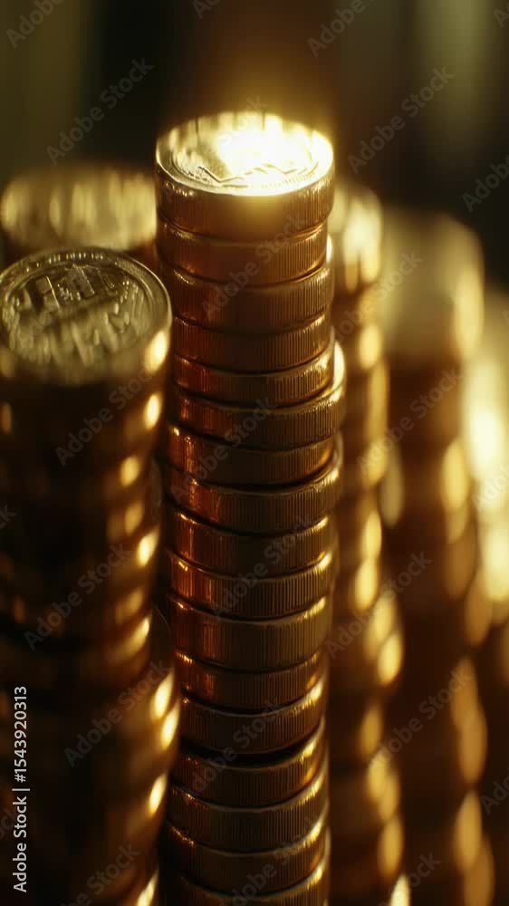 Poster A pile of coins stacked on top of each other