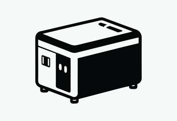 Obraz premium freezer chest icon, line art vector, black and white illustration
