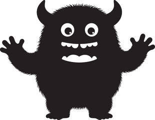 Smiling cartoon monster silhouette vector illustration