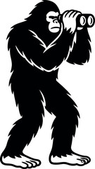 Fototapeta premium Bigfoot with binoculars scouting the area.eps