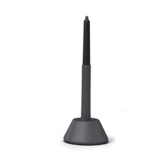 A sleek black pen standing upright in a modern holder, designed for easy access and organization.