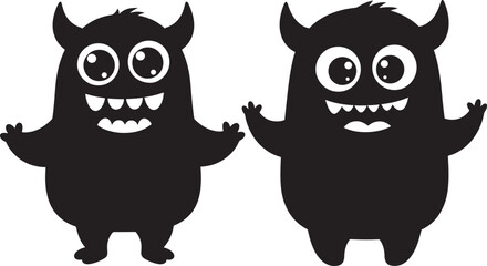 Fierce cartoon monster silhouette vector illustration © RR Design