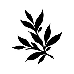 Fototapeta premium Black silhouette of ornamental leaves in a minimalist design 