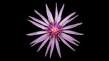 Blooming Purple Starflower Close Up - A vibrant purple flower, symbolizing beauty, nature, growth, fragility, and resilience, isolated against a black background