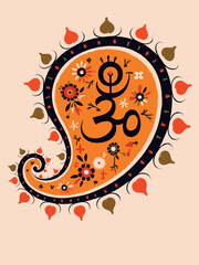  aum syllable, paisley design ,Hinduism, India 