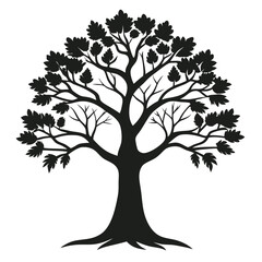 Obraz premium Banyan Tree silhouette vector Style with white background editable 