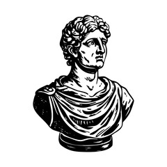 A vintage style illustration showing classical bust