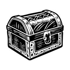 A vintage style illustration showing treasure box