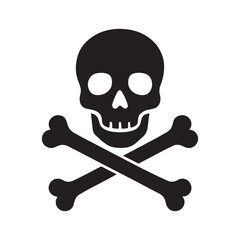 Flat skull and crossbones icon death symbol for apps and games