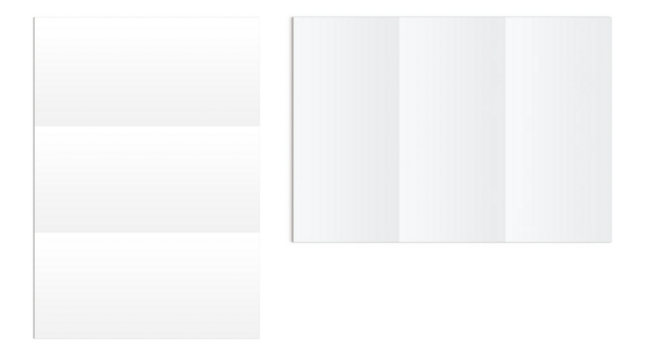 The image displays two blank templates for brochures or flyers, one tri-fold and one bi-fold, ideal for printing and design.