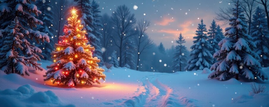 Festive Christmas postcards with congratulatory messages, winter wonderland scene, holiday, image